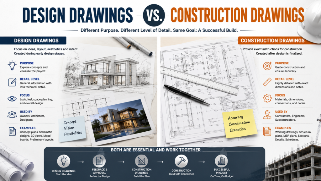 design drawings vs construction drawings